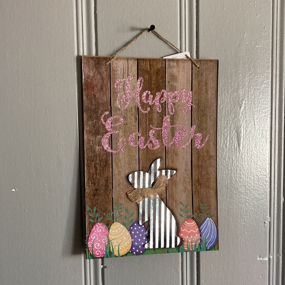 2/$20 NWT Stunning Glittered Happy Easter Die Cast Metal Bunny🐇 Decoration Sign - Picture 8 of 15